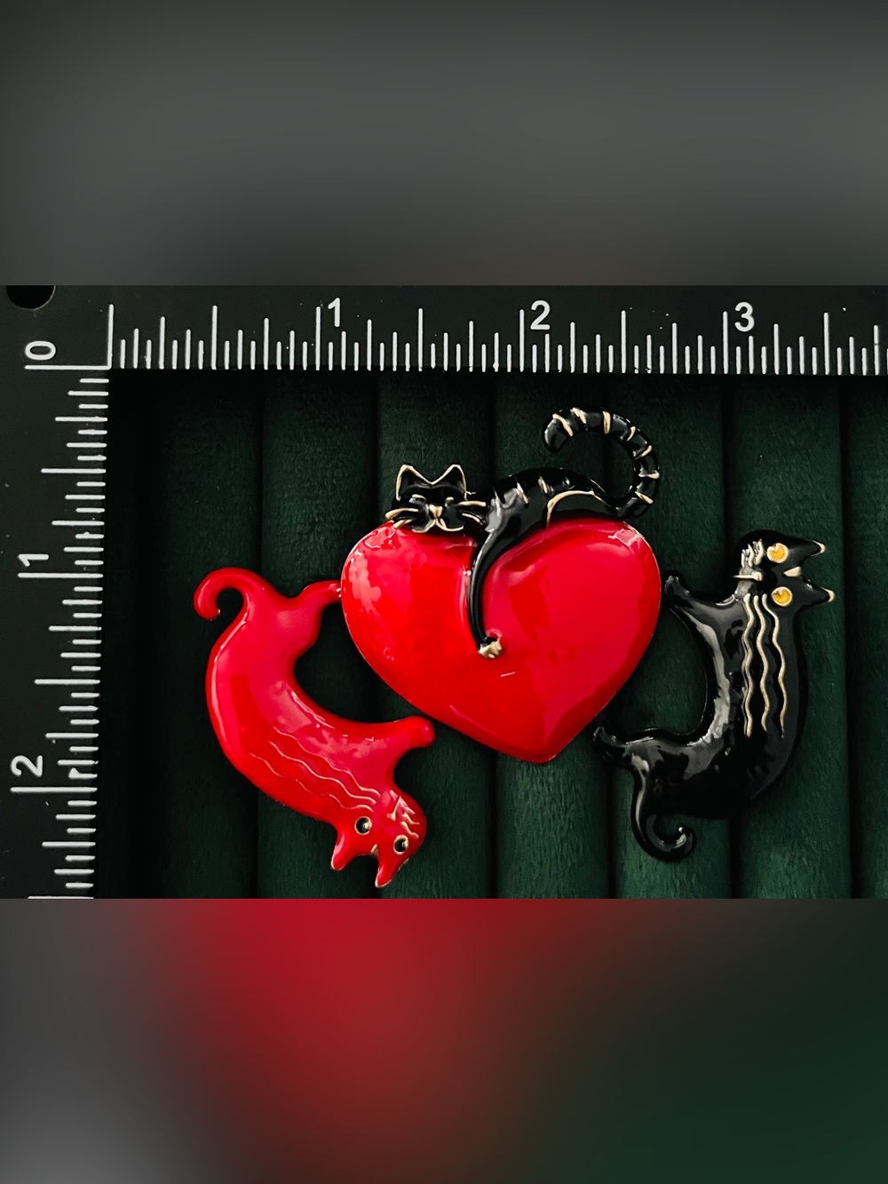 3 Pieces Cute Enamel Black Cat Red Heart Brooch Pin Set Animal Jewelry Gift